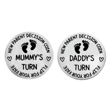 Newborn baby gift Decision Coin in zakje met gelukspoppetje, Kinderen en Baby's, Verzenden, Nieuw, Kraamcadeau