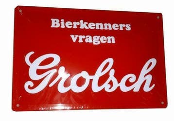 Grolsch reclamebord bierkenners relief, Verzenden, Nieuw