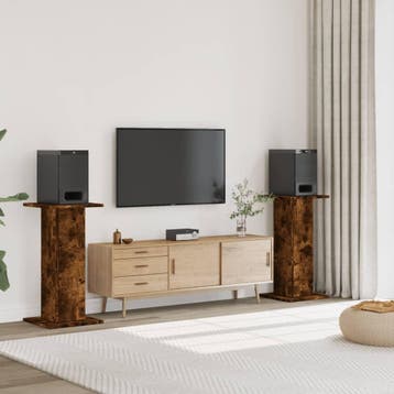 vidaXL Speakerstandaards 2 st 30x30x80 cm bewerkt hout, Verzenden, Nieuw
