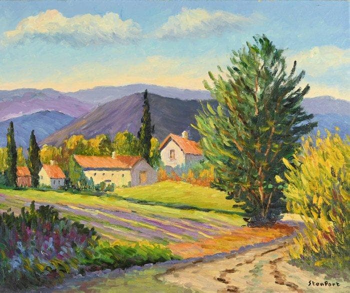 Christiane Stenfort (née en 1940) - Beauvallon dans la Drôme, Antiek en Kunst, Kunst | Schilderijen | Klassiek