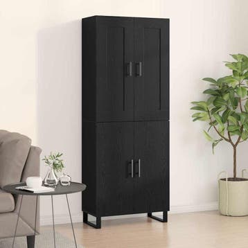vidaXL buffetkast Zwart Eiken 69,5 x 34 x 180 cm Bewerkt, Minder dan 50 cm, Verzenden, Nieuw, Minder dan 100 cm