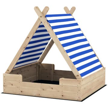 TRUUSK Houten Zandbak Met Tentdak - 120 x 120 cm - Grondzeil, Verzenden, Nieuw