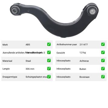 Draagarm Achteras Bovenaan Buiten Volkswagen Scirocco, Auto-onderdelen, Verzenden, Nieuw, Volkswagen