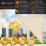 Schaduwdoek - Zonnezeil - Driehoek - 3x3x3 m - Creme - KESSE, Verzenden, Zo goed als nieuw