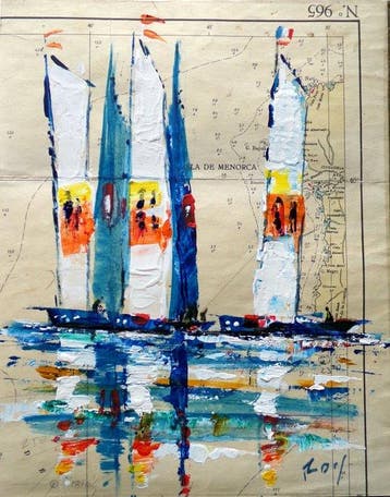Denis Pascal dit ROY (XXI) - Voiles blanches et bleues sur