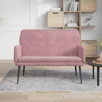 vidaXL Bankje 108x79x79 cm fluweel roze, Verzenden, Nieuw, Stof, Minder dan 150 cm