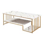 Salontafel Klibro marmerlook wit en goudkleurig 120x60x42 cm, Verzenden, Nieuw