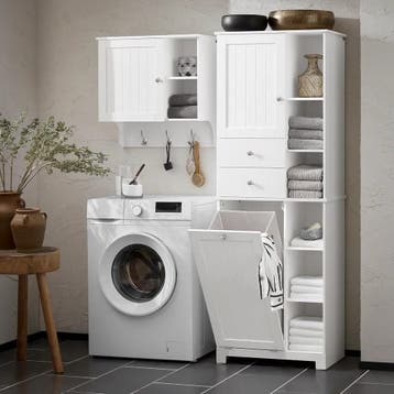 2dekans | SoBuy - kast met waszak - wit - 96x43x15cm, Ophalen of Verzenden, Zo goed als nieuw