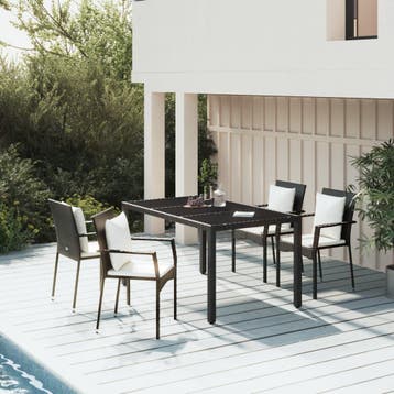 vidaXL 5-delige Tuinset met kussens poly rattan zwart, Verzenden, Nieuw, 4 zitplaatsen, Tuinset