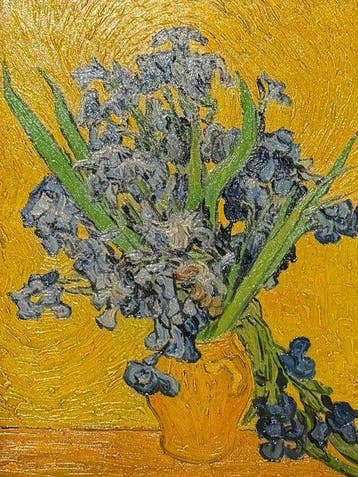 Oostenrijkse school (XX) - Vaso con Iris su fondo oro, da