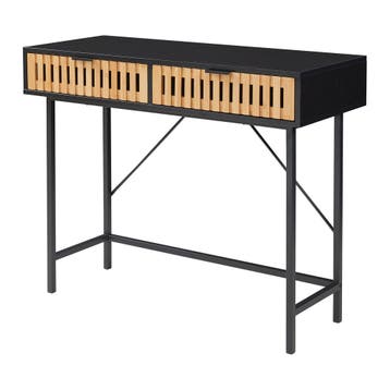 Consoletafel Luniehti met 2 lades zwart en naturel 100x40x75, Verzenden, Nieuw