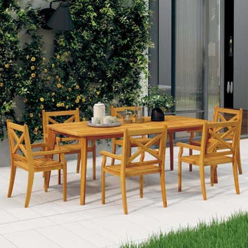 vidaXL Tuinstoelen 6 st massief acaciahout, Verzenden, Nieuw, Hout