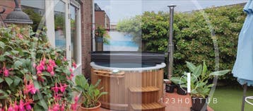 123HOTTUB | geisoleerd | Thermowood | hot tub | hottub, Tuin en Terras, Ophalen of Verzenden, Nieuw, Trap, Vast