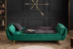 Retro slaapbank BOUTIQUE 215cm smaragdgroen fluweel 3 zits, Ophalen of Verzenden, Nieuw