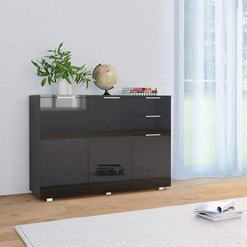vidaXL Dressoir 107x35x80,5 cm hoogglans zwart, Verzenden, Nieuw, Overige houtsoorten, Minder dan 50 cm