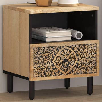 vidaXL Nachtkastje 40x33x46 cm massief mangohout, Verzenden, Nieuw, Hout