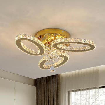 LED Plafondlamp Goud Kristal | Retourdeal 66% Korting, Ophalen of Verzenden, Nieuw, Metaal