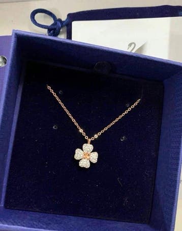 Swarovski - Beeldje, Swarovski Clover Double-Sided Necklace