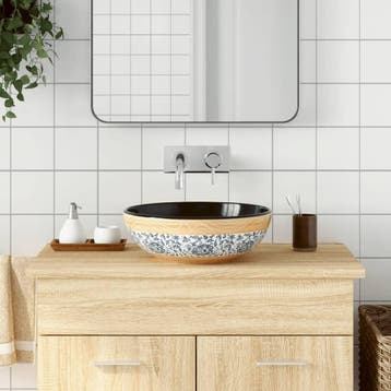 vidaXL Opzetwasbak rond 41x14 cm keramiek meerkleurig, Doe-het-zelf en Verbouw, Sanitair, Verzenden, Nieuw