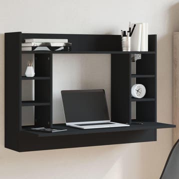 vidaXL Wandbureau 105x48x75 cm bewerkt hout zwart, Verzenden, Nieuw