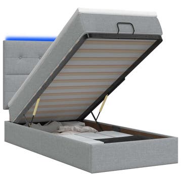 vidaXL Ottoman Bed met Matrassen en LED Lichtgrijs 80 x 200, Verzenden, Nieuw