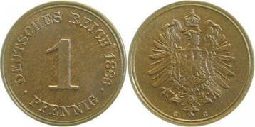 Duitsland 1 Pfennig 1886 G deutlich Riffelrand Archiv Fra..., Verzenden