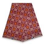 Afrikaanse wax print stof - Bordeauxrood Oranje Bogolan Icon, Ophalen of Verzenden, Nieuw