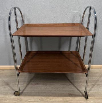 Serveerwagen - Metaal, Chroom, kunststof - Vintage