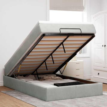 vidaXL Bed poef met matras 120x190 cm fluweel lichtgrijs, Verzenden, Nieuw, 190 cm of minder, Twijfelaar