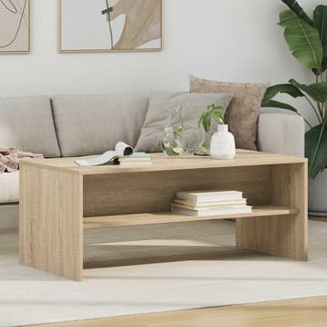 vidaXL Salontafel Sonoma Eiken 100 x 50 x 40 cm Bewerkt hout, Verzenden, Nieuw, 50 tot 100 cm, Rechthoekig