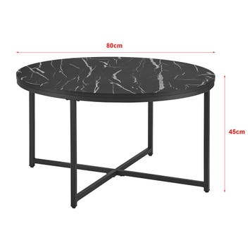 [en.casa] Salontafel Uppvidinge 45xØ80 cm marmer look zwart, Huis en Inrichting, Tafels | Salontafels, Verzenden, Nieuw