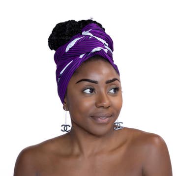Afrikaanse hoofddoek / Vlisco headwrap - Paars / Witte speed, Ophalen of Verzenden, Nieuw