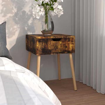 vidaXL Nachtkastje 40x40x56 cm bewerkt hout gerookt, Minder dan 45 cm, Verzenden, Nieuw, 55 tot 70 cm