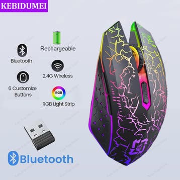 Ergonomische RGB Gaming Muis - Draadloos (2.4G & Bluetooth),, Computers en Software, Muizen, Verzenden, Nieuw