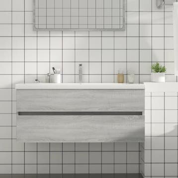 vidaXL Wastafelkast 100x38,5x45 cm bewerkt hout grijs sonoma, Verzenden, Nieuw, Wastafelkast, Minder dan 100 cm