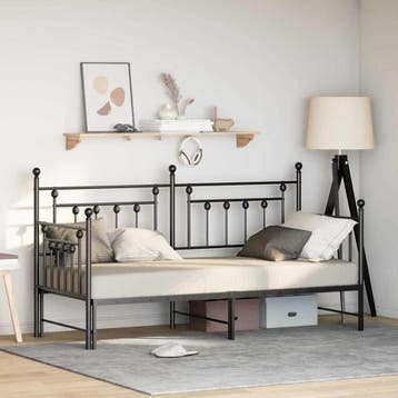 vidaXL Bedframe voor een daybed Zwart 75 x 190 cm Staal, Verzenden, Nieuw, Zwart, Metaal