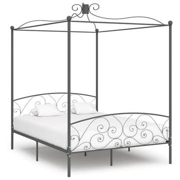 vidaXL Hemelbedframe metaal grijs 180x200 cm, Huis en Inrichting, Eenpersoons, Verzenden, Nieuw, 80 cm