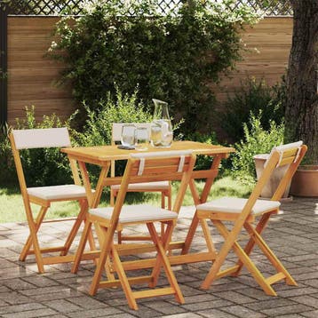 vidaXL Bistroset 5 st Olie naturel Massief Acaciahout, Verzenden, Nieuw, 5 zitplaatsen
