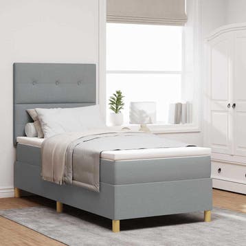 vidaXL LED Box Spring Bed met hoofdeinde Lichtgrijs 90 x 190, Verzenden, Nieuw, Stof