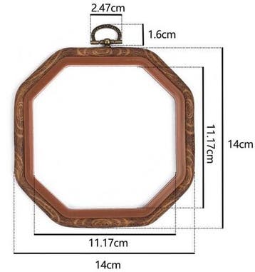 Brocante houten borduurring octagon met stelschroef 14x14 cm, Ophalen of Verzenden, Nieuw