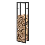 [en.casa] Brandhout rek houtopslag Täby 40x25x150 cm zwart, Tuin en Terras, Haardhout, Verzenden