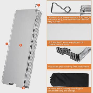 Opvouwbaar Windscherm voor Camping Gasfornuis - Lichtgewicht