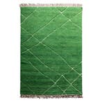 HKLIVING Handgeknoopt Wollen Vloerkleed Groen, Beige, 200 cm of meer, Eclectisch, Zo goed als nieuw