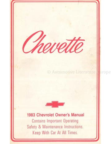 1983 CHEVROLET CHEVETTE INSTRUCTIEBOEKJE ENGELS (USA)