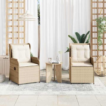 vidaXL Tuinbank 2 st Beige poly rattan, Verzenden, Nieuw, 2 zitplaatsen