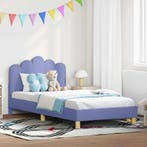 vidaXL Bedframe voor kinderen met hoofdbord Jeans Blauw 90 x, Verzenden, Nieuw, Blauw, Stof