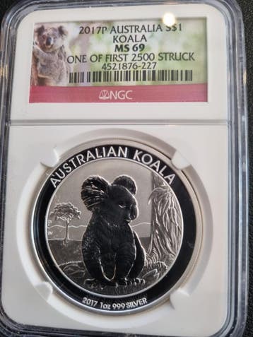 Koala 1 oz 2017 - First Strike NGC MS 69 (2.500 oplage), Verzenden, Losse munt, Zilver