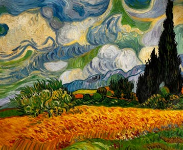 Korenveld met Cipressen – Handgeschilderde Van Gogh, Ophalen of Verzenden, Nieuw