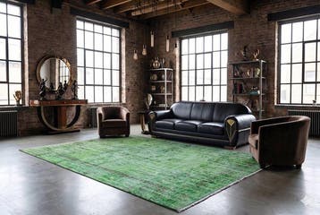 Groene vintage - Vloerkleed - 250 cm - 160 cm - met, Nieuw