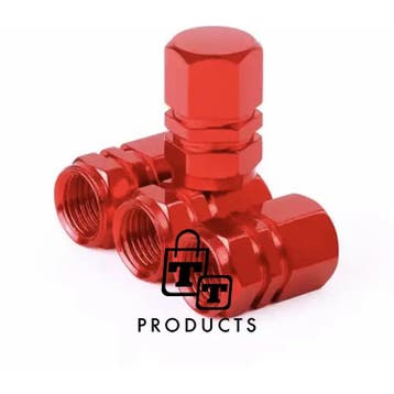 TT-products ventieldopppen hexagon red aluminium 4 stuks, Ophalen of Verzenden, Nieuw